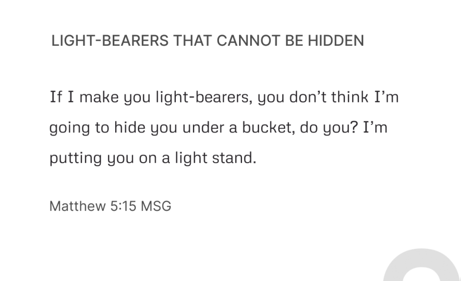 Light-Bearers That Cannot Be Hidden - Matthew 5:15