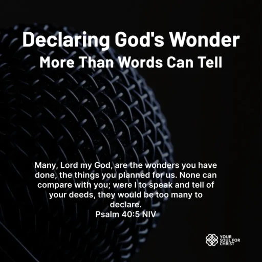 Many, Lord my God, are the wonders you have done, the things you planned for us. None can compare with you; were I to speak and tell of your deeds, they would be too many to declare. - Psalm 40:5